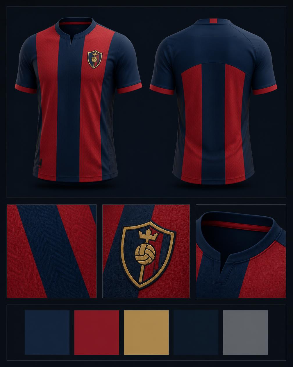 Kit design presentation — red & navy