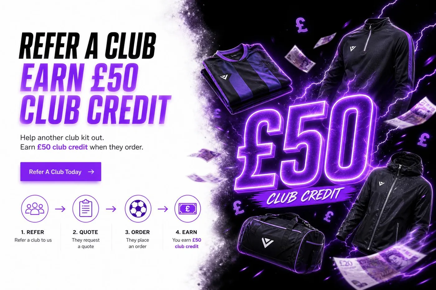 Refer A Club and earn £50 Club Credit — Hackin Sportswear