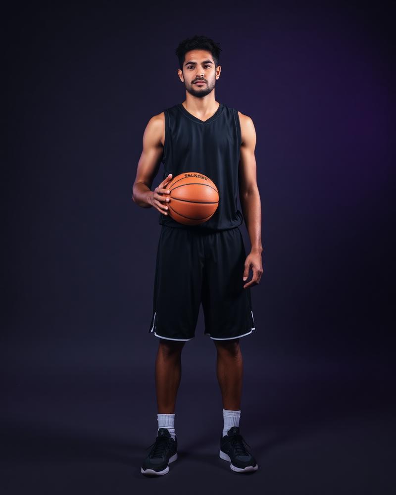 Basketball player in custom Hackin teamwear